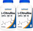 Nutricost L-Citrulline 1500mg, 180 Capsules - 750mg Per Capsule, Gluten Free, Non-GMO, Packaging May Vary (Pack of 2)