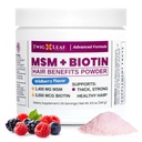MSM + Biotin Hair Benefits Powder - Hair Growth MSM Supplement for Women & Men - Biotin & Vitamin C Blend - Wildberry MSM Powder for Hair Volume & Strength - Gluten-Free - 30 Servings (8.5 Oz)