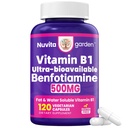 Benfotiamine 500mg + 20mg Vitamin B1, 120 Veggie Capsules, High Potency Fat Soluble Essential Vitamin B1 Thiamine Supplement, Supports Overall Health, Non-GMO, Gluten Free
