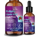 R Alpha Lipoic Acid 600mg Liquid Drops for Neuropathy, Advanced 11-in-1 Stabilized R-ALA Supplement w. Benfotiamine Acetyl L-Carnitine Vitamin C E for Antioxidant Nerve Brain Energy Health Non GMO