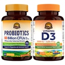 Vitalitown 60 Billion CFU Probiotics (60 Veg Caps) + 5000 IU Vitamin D3 (90 Softgels) | Gut, Immune & Bone Health Boost Bundle
