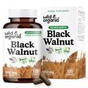 Wild & Organic Black Walnut Hull Capsules 900 mg - Detox & Cleanse Support - Black Walnut Supplement - Juglans Nigra Herb Powder - 60 Days of Supply - Vegan, No Fillers, Non-GMO - 120 Count