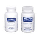Pure Encapsulations Magnesium (Glycinate) Supplement (90 Capsules) & Vitamin D3 & K2 Supplement (120 Capsules) - Supports Cardiovascular, Musculoskeletal & Neurocognitive Health - Gluten-Free, Non-GMO
