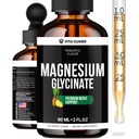 Magnesium Glycinate 500mg Liquid Drops – Sugar-Free Magnesium Supplement, Vegan Formula, 60 mL Flavor Pineapple