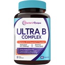 Doctor's Recipes Ultra B Complex Vitamins for Women and Men, with Methylated B12 1000mcg, B6, B1, Folic Acid, for Energy Metabolism, Nerve & Mood Support, Vegan, 60 Capsules, 30 Day Supply