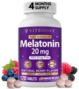 VITBOOST Melatonin 20mg Fast Dissolve Sleep Aid Tablets for Adults - Melatonin Extra Strength, Natural Berry Flavor, 3rd Party Tested, Drug-Free, Non-GMO, Made in USA - 120 Count (4-Month Supply)