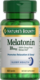 Nature's Bounty Melatonin, 100% χωρίς ναρκωτικά, Συμπλήρωμα διατροφής, 10 mg, 60 Count