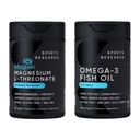 Sports Research® Cognitive Health Combo - Fish Oil Mini-Softgels - Easy to Swallow Omega-3 Fatty Acids from Wild Caught Alaska Pollock & Magtein Magnesium L-Threonate Supplement for Memory & Focus