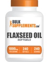 BulkSupplements.com Flaxseed Oil Softgels - Flaxseed Supplement, Flaxseed Oil 1000mg Softgels - Herbal Supplement, Gluten Free, 1 Softgel per Serving, 240 Count (Pack of 1)