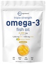 Micro Ingredients Triple Strength Omega 3 Fish Oil Supplements 4200mg Per Serving, 240 Softgels – Lemon Flavored – Burpless | EPA 1200mg + DHA 900mg | Deep Sea Fish