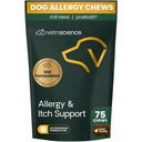 VetriScience Allergy & Itch Support Chews, Skin Supplement for Dogs, Itching, Scratching, and Licking, Support Immune Health, Duck, 75 Count