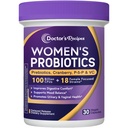 Doctor's Recipes Probiotics for Women, 100 Billion CFU, 18 Probiotic Strains, Prebiotics, Cranberry, P-5-P & VC, Vaginal, Digestive & Immune Support, Shelf-Stable, 30 Vegan Caps