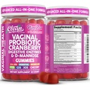 Clean Nutra Vaginal Probiotic Gummies for Women Cranberry Digestive Enzymes D Mannose Womens Probiotic Dmannose Horsetail Bromelain Chicory Fiber Feminine Care Prebiotics Inulin Papaya Enzyme Gummy