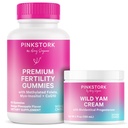 Pink Stork Fertility Gummies + Wild Yam Cream for Women: Folate, Myo-Inositol Vitamin Gummies + Hormonal Balance Cream for Menstrual Cycle, Reproductive Health, and Conception Support