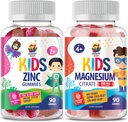 Magnesium Gummies for Kids & Adults - 500mg & Zinc Gummies for Kids & Adults - Zinc Chewable Gummy for Immune Support - Ισχυρό Φυσικό Αντιοξειδωτικό Μη ΓΤΟ συμπλήρωμα για Παιδιά Άνδρες Γυναίκα Ενήλικες.