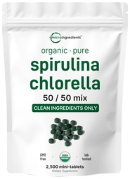 Micro Ingredients Organic Spirulina Chlorella Mini Tablets, 2.500 Tablets (8 Μήνας Προμήθειας) 