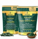 Biogenesis Organic Supergreens Kit – Australian Grown Chlorella Tablets (300ct) & Unflavored SuperGreens Powder (300g) – Complete Vegan Daily Green Blend for Immune System Support & Natural Energy