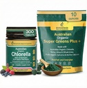Biogenesis Ultimate Greens Stack – Chlorella Tablets (Berry) & SuperGreens Powder – Australian Grown – Organic Spirulina, Wheatgrass, Barley Grass – Immune & Energy