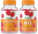 Lifeable Magnesium + Vitamin B12, Gummies Bundle - Great Tasting, Vitamin Supplement, Gluten Free, GMO Free, Chewable Gummy