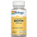 Solaray Timed-Release Biotin 5000 mcg - Pure Biotin 5000mcg for Hair, Skin, and Nails, Hair Vitamin for Women and Men, Vitamin B 7 Pills - 60 Vegan Capsules