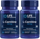Life Extension L-Carnitine – 500 mg, Energy & Memory Supplement – Free Form Amino Acid, Nitric Oxide Support, Healthy Blood Pressure | Gluten-Free, Non-GMO, Vegetarian | 30 Capsules (Pack of 2)