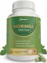 Moringa Capsules 800mg – Moringa Oleifera Leaf Powder Superfood Herbal Supplement for Natural Energy, Immune, Antioxidant & Detox Support – Vegan, Non-GMO, 60 Veg Capsules