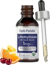 Carlyle L-Methylfolate Drops 1mg | 2 Fl Oz | with Organic Glycerin | Liquid Sublingual Supplement | Fruit Punch Flavor | Vegetarian, Non-GMO
