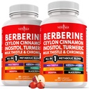 Berberine and Ceylon Cinnamon Supplement - Bitter Melon, Glucomannan, Gymnema Sylvestre, Chromium, Moringa, Milk Thistle, Turmeric, Inositol Pills - 120 Count