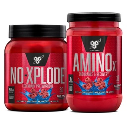 BSN Bundle προπόνησης του NO XPLODE προ προπόνηση σκόνη μπλε Raz, 30 εξυπηρετεί AMINO X μυϊκή αποκατάσταση Ενδο υποστήριξη προπόνησης, καφεΐνη δωρεάν μπλε Raz, 30 εξυπηρετεί