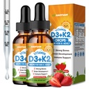 Vitamin D3 K2 Drops for Kids Liquid Vitamin D3 Supplement with Calcium, Omega 3, Zinc for Calcium Absorption Healthy Bones, Brain Development & Immune System, Non-GMO, Vegan, Strawberry Flavor 4 Fl Oz
