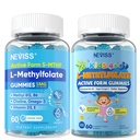 NEVISS L Methylfolate 5mg Gummies & Methyl B12 B6 for Adults and L Methylfolate 1000mcg for Kids Teens Gummies + Methyl B6 B12