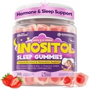 Myo-Inositol & D-Chiro Inositol Gummies for Sleep + Ashwagandha, Magnesium Glycinate, L-Theanine & GABA, Inositol Supplement for Women w/ Methylfolate, B12 for Hormone, Calm, Sugar Free, 60Cts