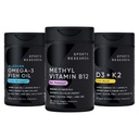 Sports Research® Celular Energy Pack - Plant Based Vitamin B12 as Methylcobalamin 5000mcg + Magnesium Glycinate 160mg + Vegan Vitamin D3 5000iu & Mk7 Vitamin K2 100mcg