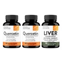 Sandhu's Quercetin 1000mg per Serving 120 Count (Pack of 2) & Liver Renew Detox Cleanse (70 Count)| Supports Immune, Respiratory and Digestive Health