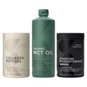 Sports Research® Supplements Pack - Organic MCT Oil C8, C10, C12 + Hydrolyzed Type 1 & 3 Collagen Powder Protein + Creatine Monohydrate