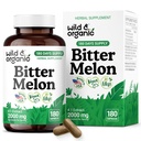 Wild & Organic Bitter Melon Capsules 500 mg - Overall & Digestive Support - Bitter Melon Powder Supplement - Momordica Charantia Capsules - Vegan, No Fillers, Non-GMO - 180 Count