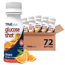 TRUEplus Glucose Shot, Orange, 15g Fast-Acting Carbohydrates, Fat Free, Gluten Free, Boost Energy, 72 Pack