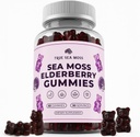 TrueSeaMoss Sea Moss Gummies with Elderberry, Burdock Root & Bladderwrack – Vegan, Μη-GMO Formula for Adults & Kids – 1200mg per Serving, Fruity Flavor, Made in USA – 60 Gummies