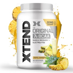 Xtend Original BCAA Powder, 7g BCAAs and 2.5g L-Glutamine for Muscle Recovery Hydration and Lean Muscle, Sugar Free Intra and Post Workout Drink with Electrolytes, Tropic Thunder, 90 Servings
