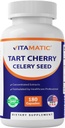 Vitamatic Tart Cherry 20X εκχύλισμα με σέλινο σπόρων 10X συμπυκνωμένα εκχυλίσματα - - 180 κάψουλες Veg - χορτοφάγους, μη ΓΤΟ, και χωρίς γλουτένη