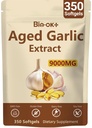 Aged Garlic Extract 9000mg | Odorless Organic Garlic Supplement | 2-Year Fermented, Supports Cardiovascular Health & Immune System, Non-GMO, 350 Softgels