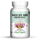 Maxi Health® Vitamin D 1000 IU, Easy-to-Swallow (180 Liquid Gels) | Kosher | Easy-to-Swallow Vitamin D3 | Calcium Absorption, Immune & Bone Support | Doctor Formulated