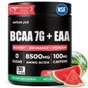 Sugar Free 7g BCAA + EAA Powder | Supports Muscle Recovery, Growth, Strength & Endurance – 10 Essential Amino Acids with L-Glutamine, Caffeine, Vitamin & Electrolyte for Energy & Hydration