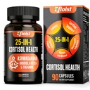 Cortisol Supplement for Women & Men, 25-in-1 Cortisol Reducer, Cortisol Manager with Ashwagandha, Rhodiola Rosea, L-Theanine, for Mood, Relaxation, Focus, Sleep Support, 90 Capsules for 1.5 Months