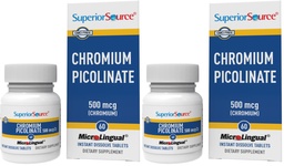 Superior Source Chromium Picolinate - Συμπλήρωμα Φόρμουλα Υποστηρίζει υγιή ζάχαρη Μεταβολισμός - 500 mcg, 50 στιγμιαία δισκία διάλυσης (πακέτο του 2)