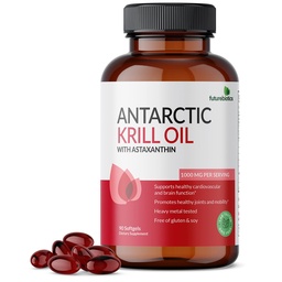Futurebiotics Antarctic Krill Oil 1000mg with Omega-3s EPA, DHA, Astaxanthin and Phospholipids - Premium Krill Oil Heavy Metal Tested, Non GMO – 90 Softgels (45 Servings)
