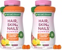 Nature's Bounty Optimal Solutions Hair, Skin and Nails Collagen Pectin Gummies, 100 mg Collagen and 2,500 mcg Biotin Per Serving, No Stick Gummy, Tropical Citrus Flavor, 200 ct, 100 Total Servings