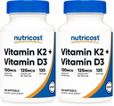 Nutricost Vitamin K2 (MK7) (100mcg) + Vitamin D3 (5000 IU) 120 Softgels - Gluten Free and Non-GMO (Pack of 2)