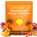 Tanning Gummies, 60 Count Tanning Gummies for Women and Men with Astaxanthin, Antioxidant Blend with Beta-Carotene, Lycopene & Astaxanthin, Skin Radiance & Hydration, Vegan & Sugar Free (1 Bag)