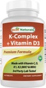 Best Naturals K-Complex με K1 (Phytonadione 1500 mcg + K2 ως Menaquinone 100 mcg + K2 ως MK-4 1000 mcg) + D3 + VIT. C - 90 δισκία - Κατασκευασμένα στις ΗΠΑ